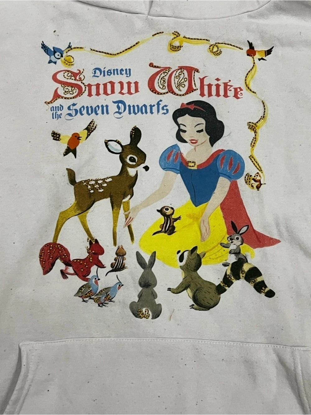 Disney Princess Snow White White Pullover Fleece Hoodie Pockets Women’s L - Picture 3 of 6